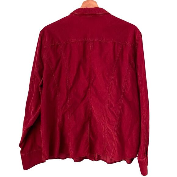 J. Jill Corduroy Button Front Shirt Long Sleeve Lagenlook in Wine Red Size XL - Picture 2 of 6